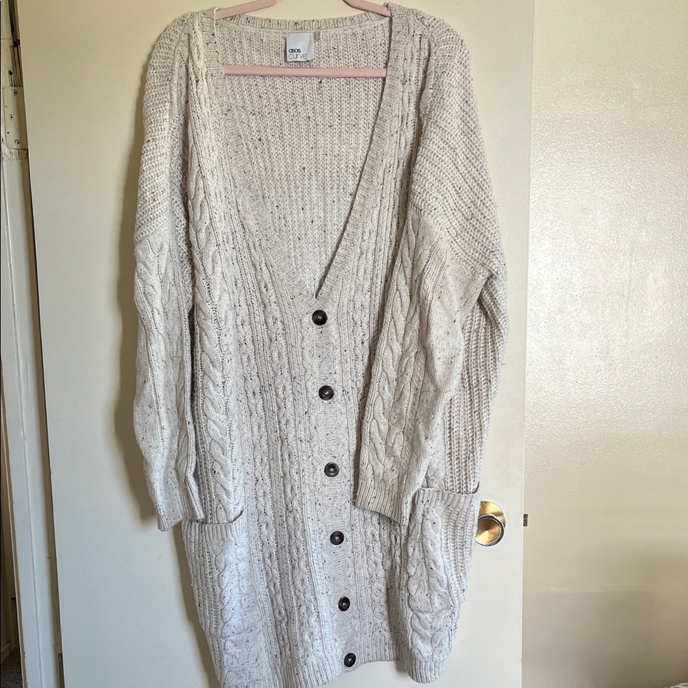 ASOS Curve Cable Knit Cardigan - Cream